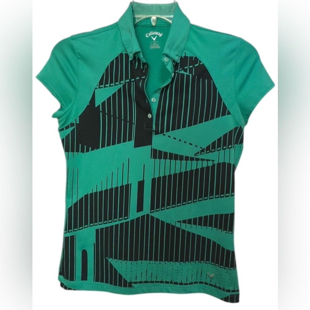 Callaway Women's Green and Black Button Down Collared Shirt